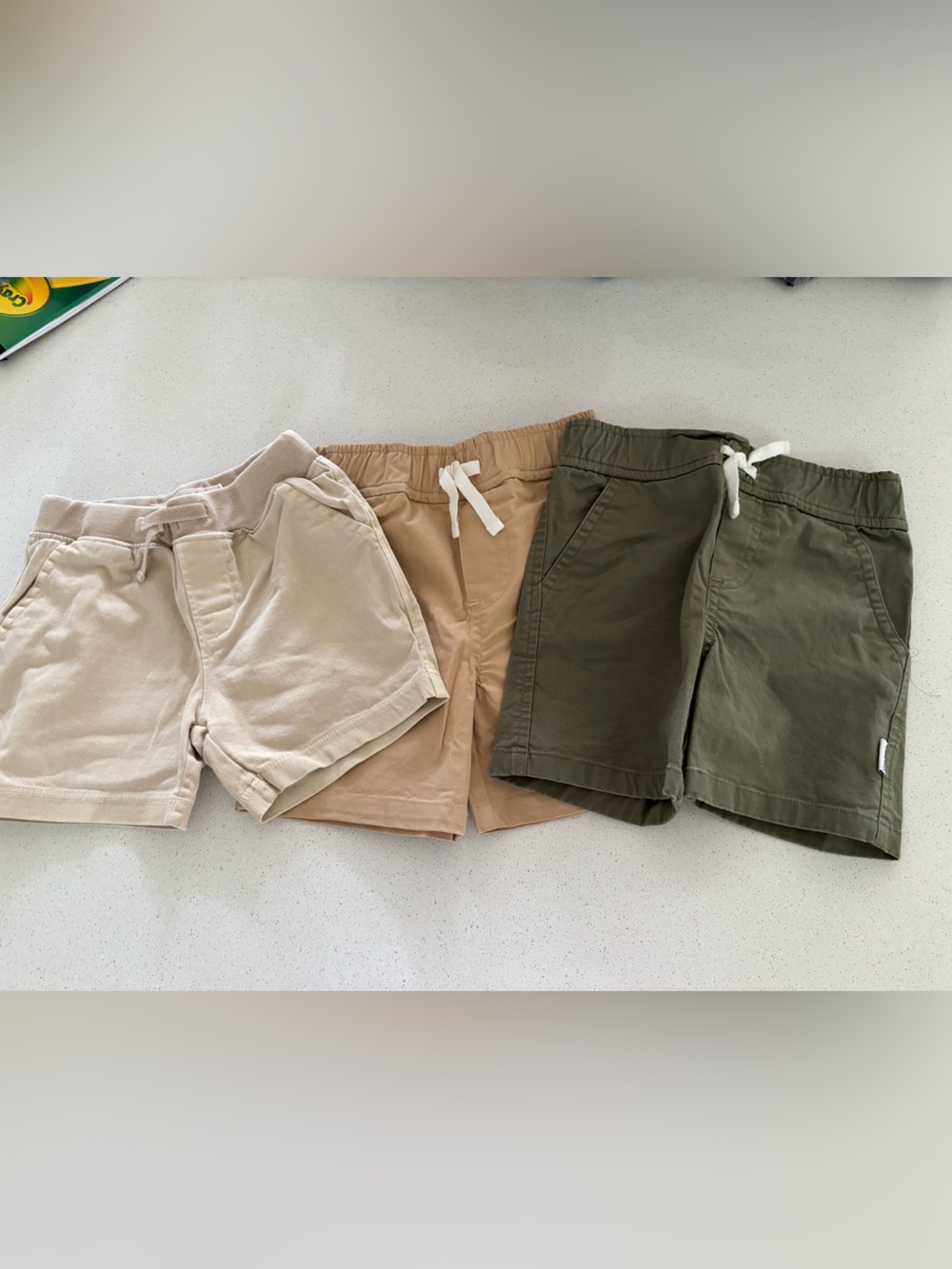 Kids Neutral & Olive Pull-On Shorts Set - 3 Pack Monica & Andy & Gerber baby